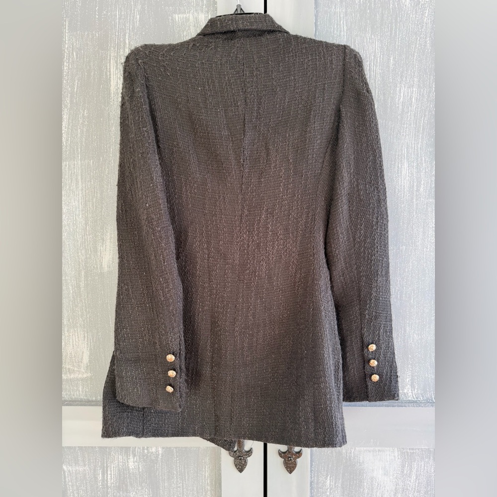 Area Stars Black Textured Double Breasted Blazer Gold Buttons NWT XS - Picture 4 of 6